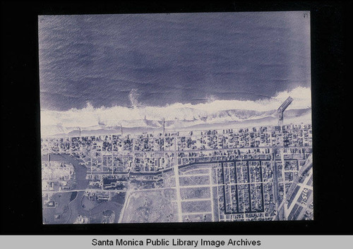 Aerial survey of the Santa Monica coastline, storm drains, watersheds and piers flown north to south on December 13, 1937