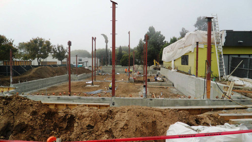 Foundation construction looking from the east, Pico Branch Library, March 14, 2013, Santa Monica, Calif