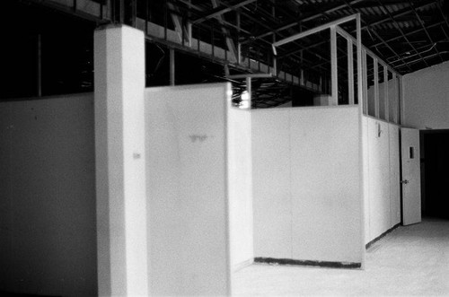 Interior of the Santa Monica Main Library at 1343 Sixth Street gutted for asbestos removal during 1986-87