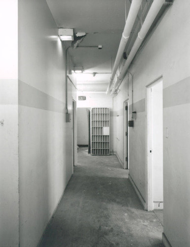 Interior of the Santa Monica City Hall Jail Wing designed by architects Joseph M. Estep and Donald B. Parkinson built with PWA funds in 1938-1939