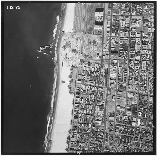 Aerial survey of Santa Monica beaches and coastline north to south from Santa Monica Canyon to the Santa Monica Pier (Image #11, 1 inch=500 feet) flown January 12, 1975