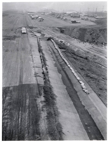 Santa Monica Municipal Airport drainage project repairing storm damage, January 19, 1953