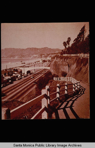 Beach and palisades from the California Incline, Santa Monica, Calif