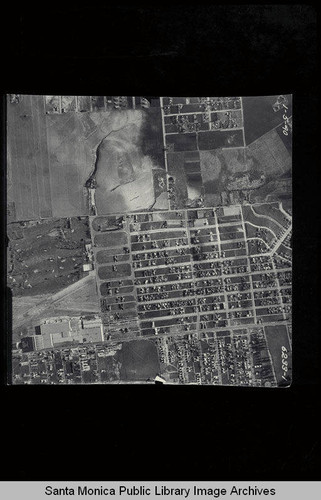 Aerial Survey of the City of Santa Monica west to east over Clover Field (west on right side of image) including Wellesley Drive, Bryn Mawr, Sunset, and Robson Avenues (Job #6233-1) flown January 5, 1940