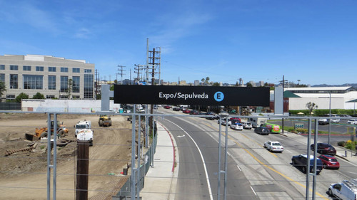 Sign at Expo Line Expo/Sepulveda station, April 28, 2017