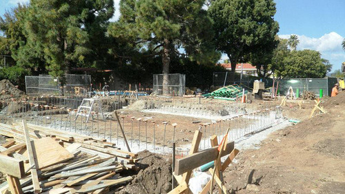 Annex footing pour looking from the east during the construction of Pico Branch Library, February 21, 2013, Santa Monica, Calif