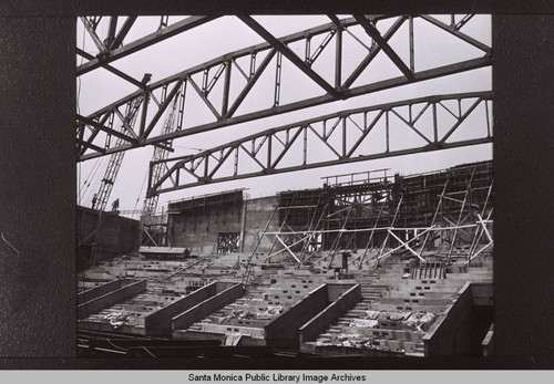 Construction of interior risers for the Santa Monica Civic Auditorium, July 1957