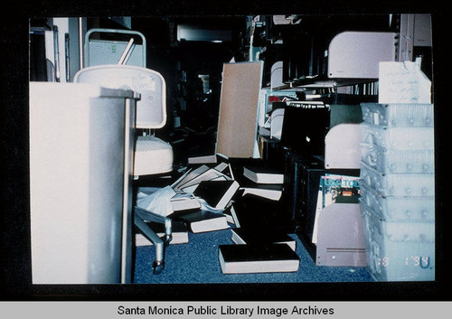 Northridge earthquake, Santa Monica Public Library, Main Library, Periodicals Department, first floor, January 17, 1994