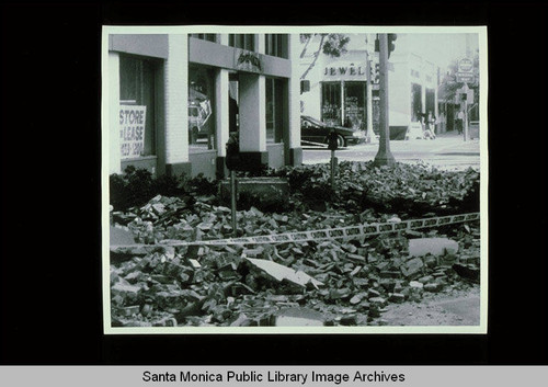 Earthquake damage on Santa Monica Blvd. and Second Street, Santa Monica, Calif. following the Northridge Earthquake, January 17, 1994