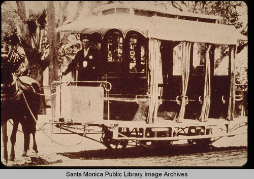 Horse-drawn trolley, Santa Monica, Calif
