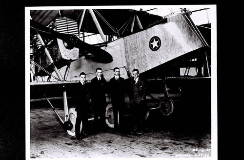 Martin MB-2 bomber with (left to right) Mr. Bell, Mr. Springer, Glenn Martin and Donald W. Douglas