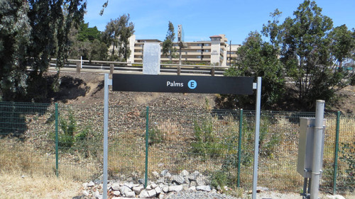 Sign at Expo Line Palms station, April 28, 2017