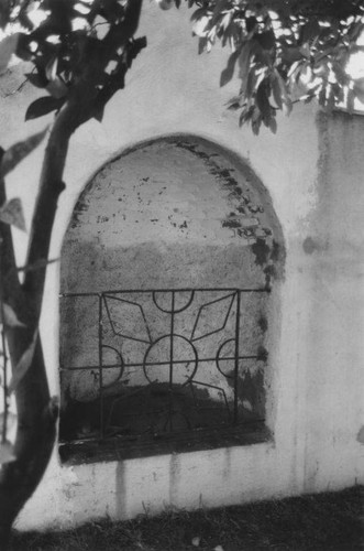 Saint's niche in the wall created by architect John Byers to protect the historic Marquez Family Cemetery in Santa Monica Canyon