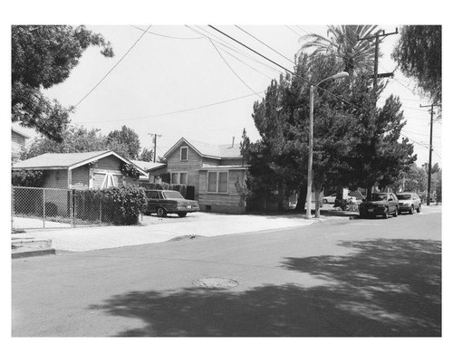 View across High Place facing west to 1958 High Place (residence left foreground) and 1954 High Place (background) Santa Monica, Calif., July 2009