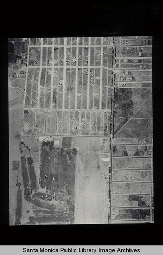 Aerial survey of the City of Santa Monica north to south (north on right side of the image) Ocean Park Blvd. and Clover Field (corner of Ocean Park Blvd. and Centinela) (Job#C235-F11) flown inJune 1928