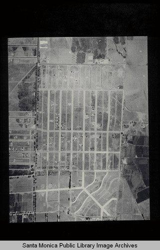 Aerial survey of the City of Santa Monica north to south (north on right side of the image) fields in the southeast part of the City (Job#C235-E12) flown in June 1928