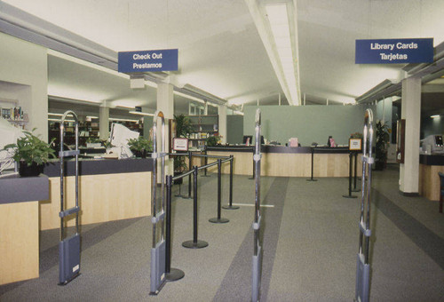 Interior of the Main Library at 1343 Sixth Street in Santa Monica showing the 1999 interim remodel designed by Architects Hardy Holzman Pfeiffer