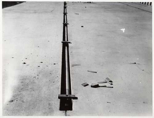 Construction of the Santa Monica Municipal Swimming Pool detail of pipe held in chases, March 8, 1951