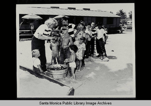 Refreshments at the Santa Monica Recreation Department Children's Story Hour at Vets Housing on August 30, 1949