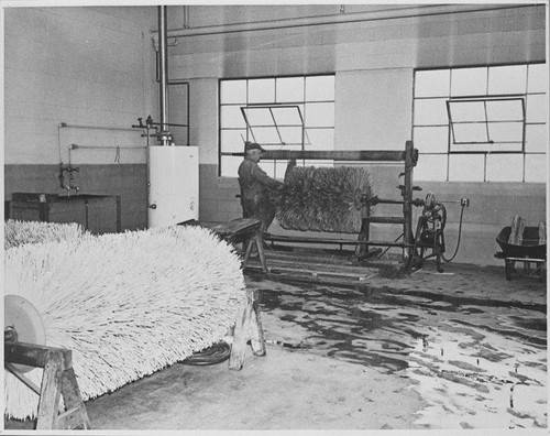 Manufacturing brooms for mechanical street sweepers at the Santa Monica City Yards