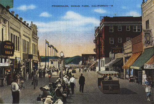 Eddie's Chili Villa featured on a postcard of the Promenade in Ocean Park