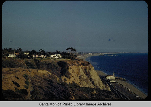Pacific Palisades looking south to the lighthouse and Santa Monica Pier