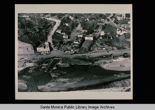 Aerial view of the Pacific Coast at Santa Monica Canyon on March 7, 1938