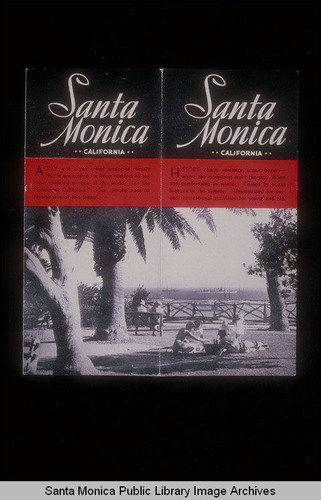 City of Santa Monica brochure "Santa Monica. California Palisades Park."