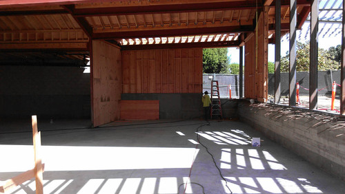 Construction of the stacks area of Pico Branch Library looking from the south, June 20, 2013, Santa Monica, Calif