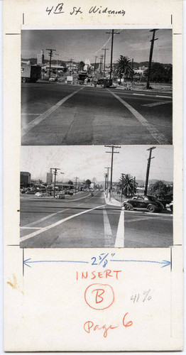 Two views of Fourth Street after the completion of widening project, Santa Monica, Calif