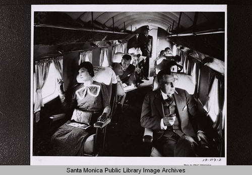 Interior of Douglas DC-1 with passengers, Santa Monica, Calif