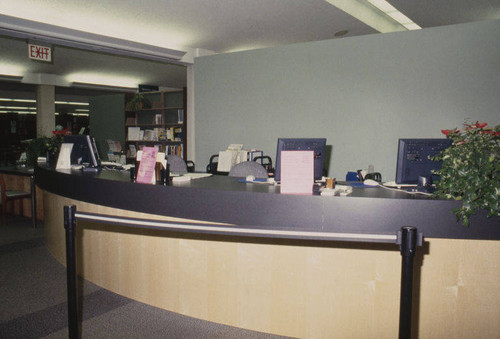 Interior of the Main Library at 1343 Sixth Street in Santa Monica showing the 1999 interim remodel designed by Architects Hardy Holzman Pfeiffer