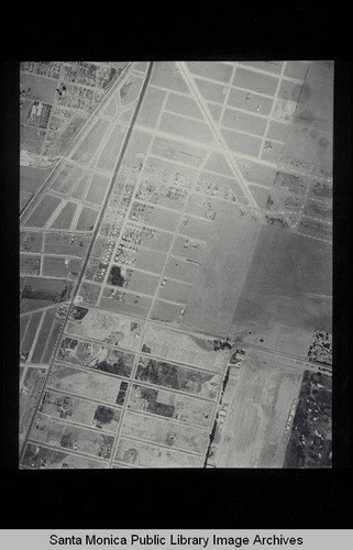Aerial Survey of the City of Santa Monica north to south (south on right side of the image) Clover Field is in the lower right corner of image and Pico Blvd. runs diagonally at left side of image (Job#C235-G9) flown in June 1928