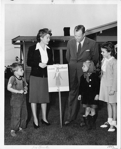 Actress Fay Bainter with Mayor Leonard Murray and three children promoting the "Block Mother" project, Santa Monica, Calif