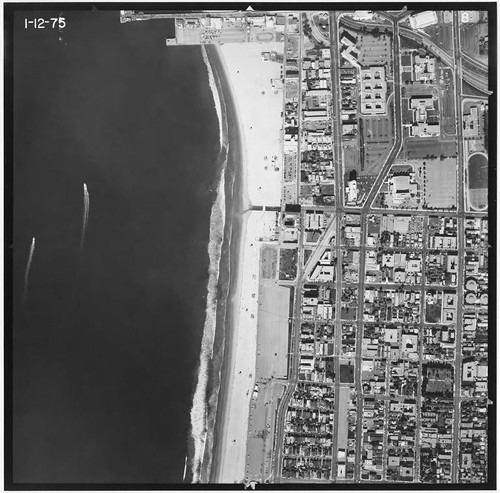 Aerial survey of Santa Monica beaches and coastline north to south from Santa Monica Canyon to the Santa Monica Pier (Image #8, 1 inch=500 feet) flown January 12, 1975