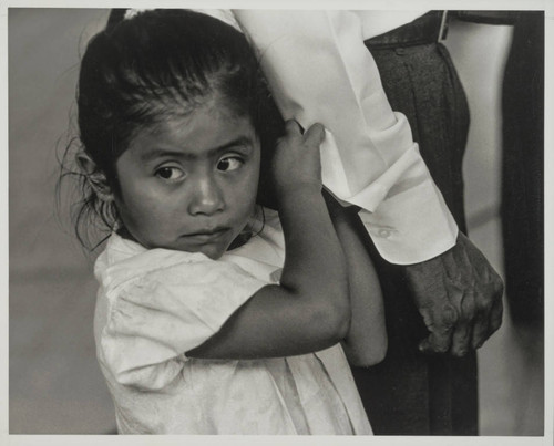 Girl with her father, Edison Elementary School, Santa Monica, Calif