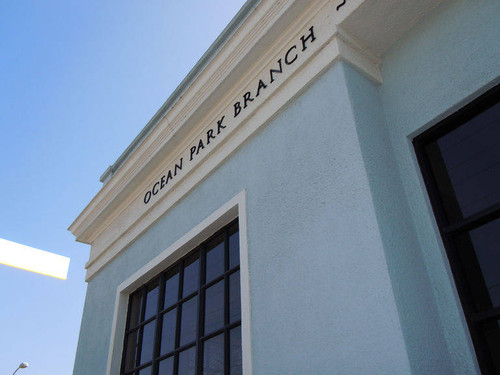 Ocean Park Branch Library fascia signage facing Second Street, at the corner of Ocean Park Blvd., installed April 18, 2011