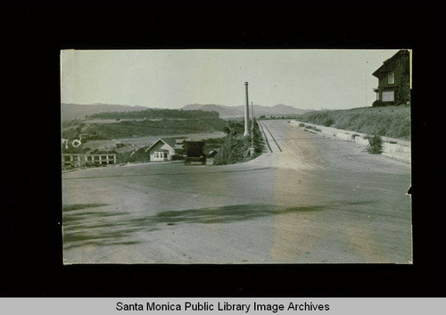Ocean Avenue and Adelaide Drive, looking into Santa Monica Canyon, Santa Monica, Calif