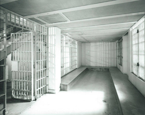 Interior of the Santa Monica City Hall Jail Wing designed by architects Joseph M. Estep and Donald B. Parkinson built with PWA funds in 1938-1939