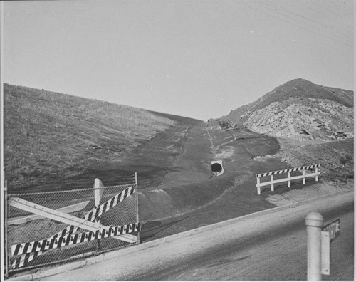 Looking at the Santa Monica Municipal Airport drainage project from Airport Avenue, December 5, 1953