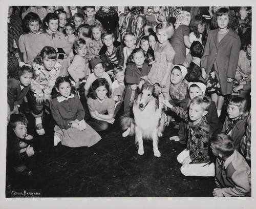 Lassie and young fans in the Boys and Girls Room