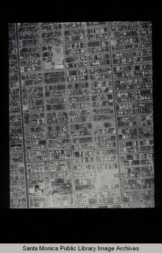 Aerial survey of the City of Santa Monica north to south (north on right side of the image) Alta Avenue to Wilshire Blvd. including Franklin School on Montana Avenue and Lincoln Junior High School on California Avenue (Job#C235-E5) flown in June 1928