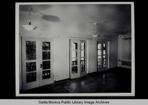 Second floor public room, French doors looking northwest, Santa Monica Health Center, 1525 Euclid Street,built 1928