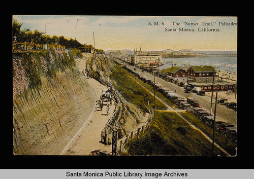 Sunset Trail and Palisades Park looking south to the Santa Monica Pier