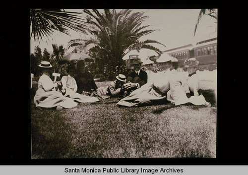 Scene at the railway station grounds, Santa Monica, Calif