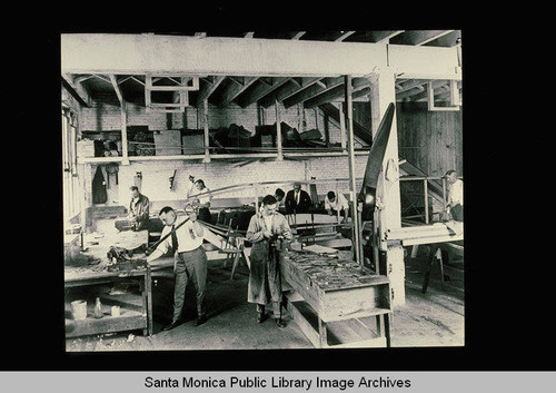 Interior of the Douglas Aircraft factory (Santa Monica, Calif.?)