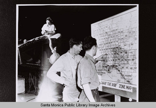 "Share the Ride" zone map at Douglas Aircraft Company plant in Santa Monica