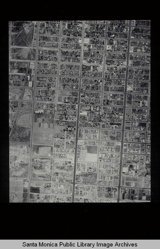 Aerial survey of the City of Santa Monica north to south (north on right side of the image) California Avenue to Colorado Avenue including Douglas Aircraft Company on Wilshire Blvd. and McKinley School on Santa Monica Blvd. (Job#C235-E7) flown in June 1928