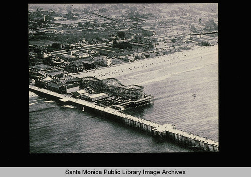 Aerial view of the Santa Monica Pier, Santa Monica, Calif