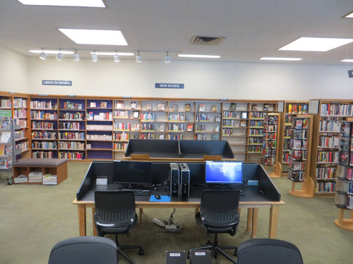 Public computers in the adult area in the Fairview Branch Library (2101 Ocean Park Blvd.), May 2, 2014, Santa Monica, Calif